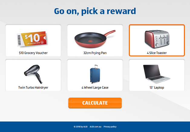 Graphic image showing Aldi loyalty program rewards