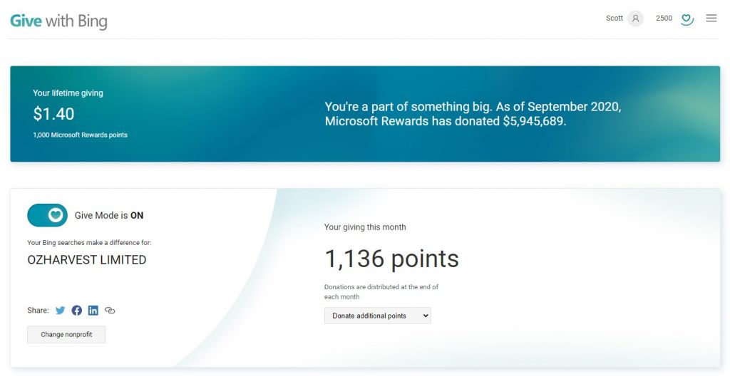 Introducing Give with Bing, powered by Microsoft Rewards