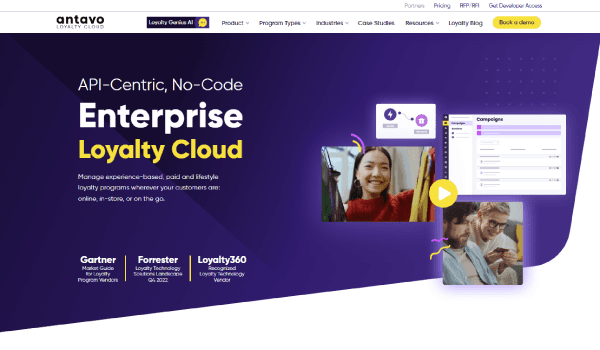 Antavo loyalty cloud platform website home page