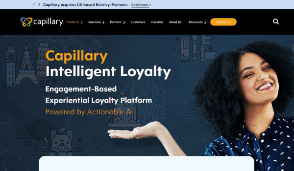 Capillary technologies loyalty platform website home page