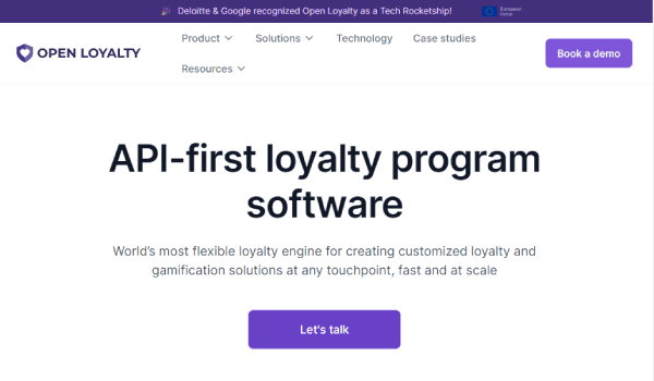 Homepage banner for Open loyalty api-first loyalty program software
